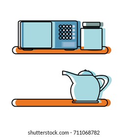 shelves with microwave icon