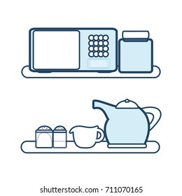 shelves with microwave icon