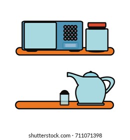shelves with microwave icon