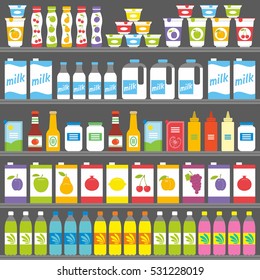Shelves with Products and Drinks.