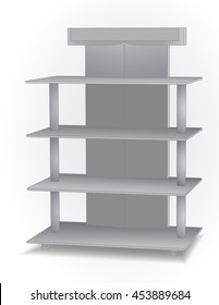 Shelves sales stand, gray on a white background Isometric