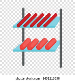 Shelves with sausages icon. Cartoon illustration of shelves with sausages vector icon for web