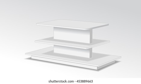 shelves for selling things, gray on a white background Isometric