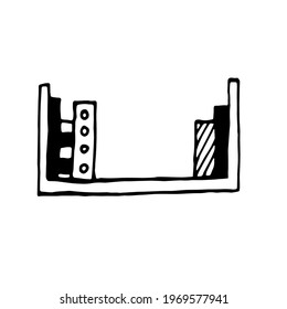 Shelves set graphic black white isolated office sketch illustration vector.