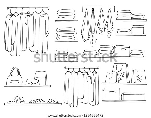 Shelves Set Graphic Black White Isolated Stock Vector (Royalty Free ...