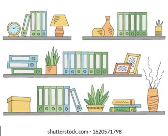 Shelves Set Graphic Color Isolated Office Stock Vector (Royalty Free ...