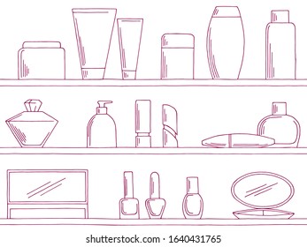 Shelves set graphic color seamless pattern background illustration vector