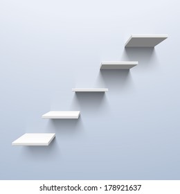 Shelves in the shape of stairs. Vector.