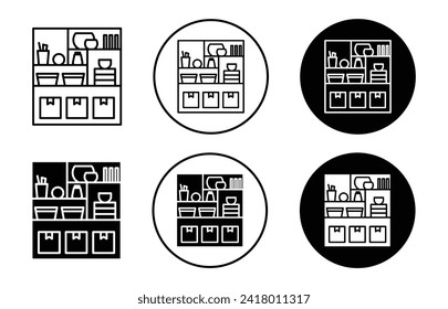 Shelves Storage vector icon set collection. Shelves Storage Outline flat Icon.