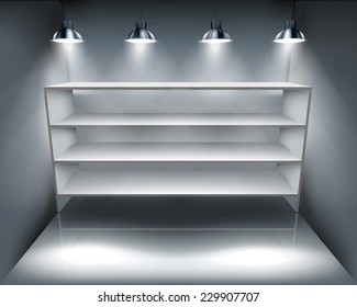 Shelves in storeroom. Vector illustration.