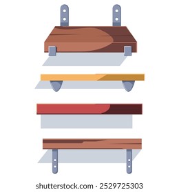 Shelves vector cartoon set isolated on a white background.