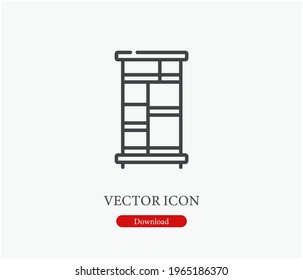 Shelves vector icon.  Editable stroke. Symbol in Line Art Style for Design, Presentation, Website or Apps Elements, Logo. Pixel vector graphics - Vector