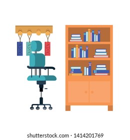 shelving with books in white background