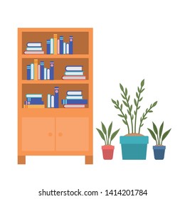 shelving with books in white background