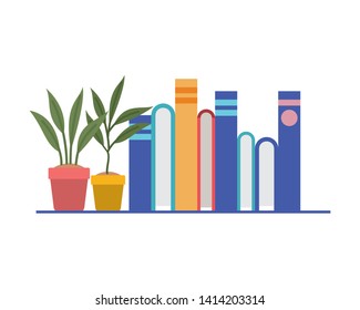 shelving with books in white background