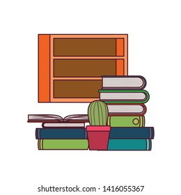 shelving with books in white background