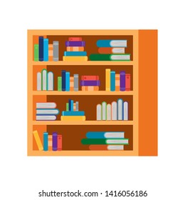 shelving with books in white background