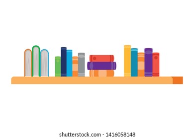 shelving with books in white background