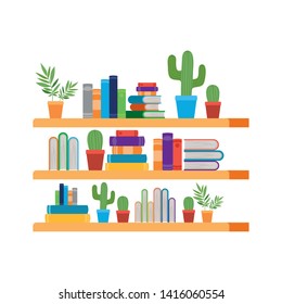 shelving with books in white background