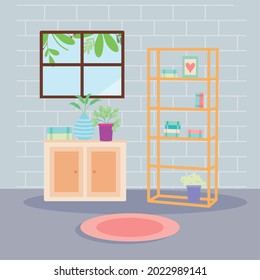 shelving and drawer home decor scene