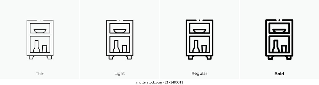 Shelving Icon. Thin, Light Regular And Bold Style Design Isolated On White Background