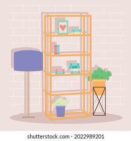 shelving and lamp home decor scene