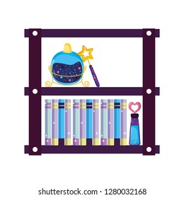 shelving with magic potion bottles
