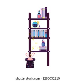 shelving with magic potion bottles