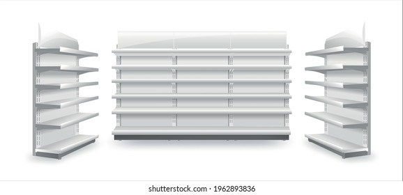 Shelving rack for store trading empty template for design stock vector illustration isolated on white background