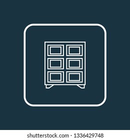 Shelving unit icon line symbol. Premium quality isolated shelf element in trendy style.