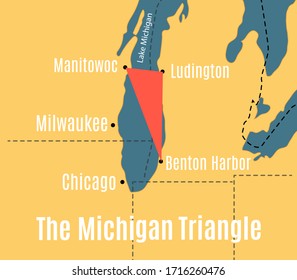 Shematic vector map of the Lake Michigan Triangle.