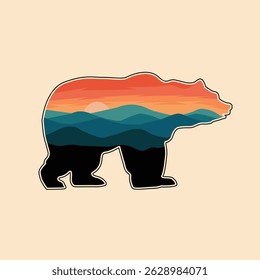 Urso de Shenandoah com cenário de montanha perfeito para impressão, vestuário, etc