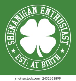 Shenanigan Enthusiast T Shirt Funny Saint Patricks Day St Patty Irish