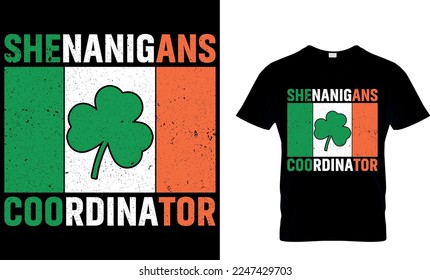 shenanigans coordinator. St. Patrick's day t-shirt design. st patrick's t-shirt design, st patrick's t shirt design