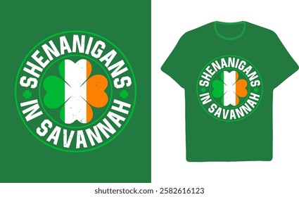 Shenanigans Savannah Graphic St Patrick's Day TShirt Design