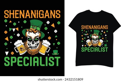 Shenanigans specialist St. Patrice's Day T-Shirt Design Template 