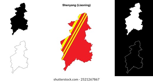Conjunto de mapa de contorno en blanco de Shenyang