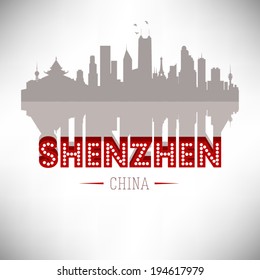 Shenzen China skyline silhouette design, vector illustration.