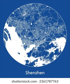 Shenzhen China Asia City Map blue print round Circle vector illustration
