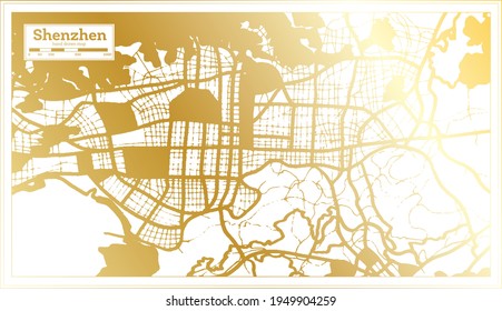 Shenzhen China City Map in Retro Style in Golden Color. Outline Map. Vector Illustration.