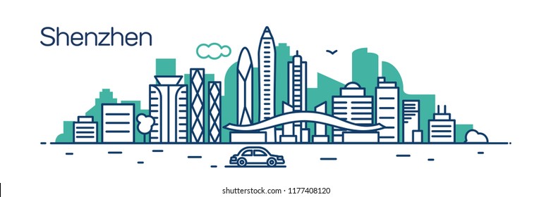 Shenzhen city.For banner, web page, cards, presentation. Vector illustration