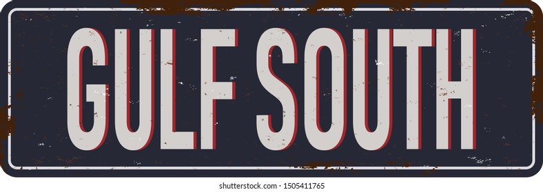 Shenzhen city China rusty old vintage enamel sign on white background