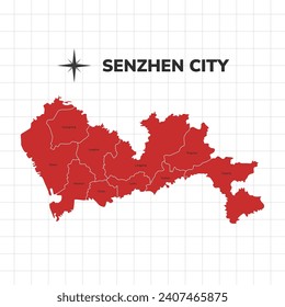 Shenzhen City map illustration. Map of the City in China