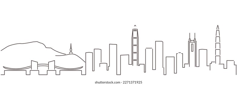 Shenzhen Dark Line Simple Minimalist Skyline With White Background