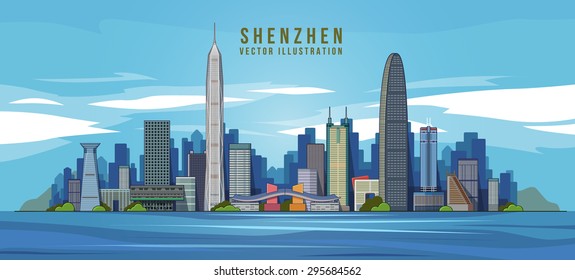 linha do horizonte de Shenzhen na cor de fundo. ilustração vetorial .china