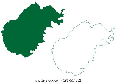 Sheopur district (Madhya Pradesh State, Chambal division, Republic of India) map vector illustration, scribble sketch Sheopur map