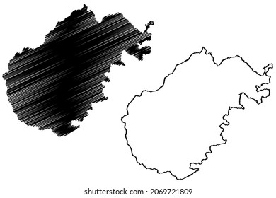 Sheopur district (Madhya Pradesh State, Chambal division, Republic of India) map vector illustration, scribble sketch Sheopur map