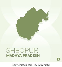 Mapa do Distrito de SHEOPUR, Madhya Pradesh, Índia - Estrutura vetorial editável.