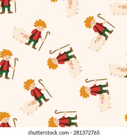 Shepherd , cartoon seamless pattern background