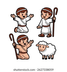 shepherd cartoon vector isolated on white background